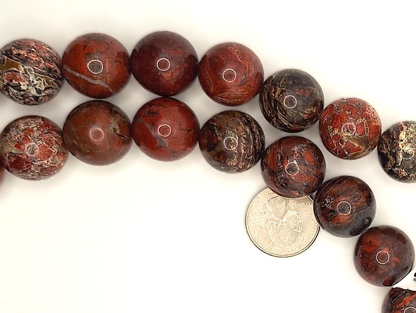 20mm Brecciated Jasper Round Gemstone Beads 8-inch Strand