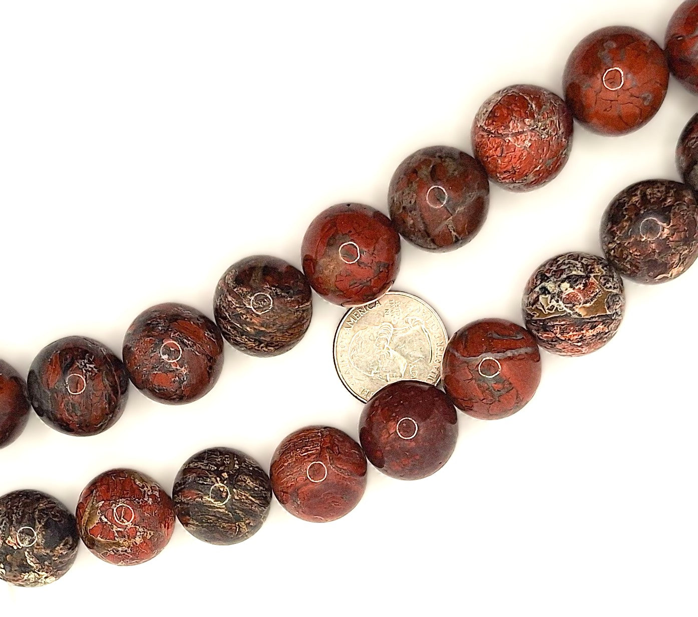 20mm Brecciated Jasper Round Gemstone Beads 8-inch Strand