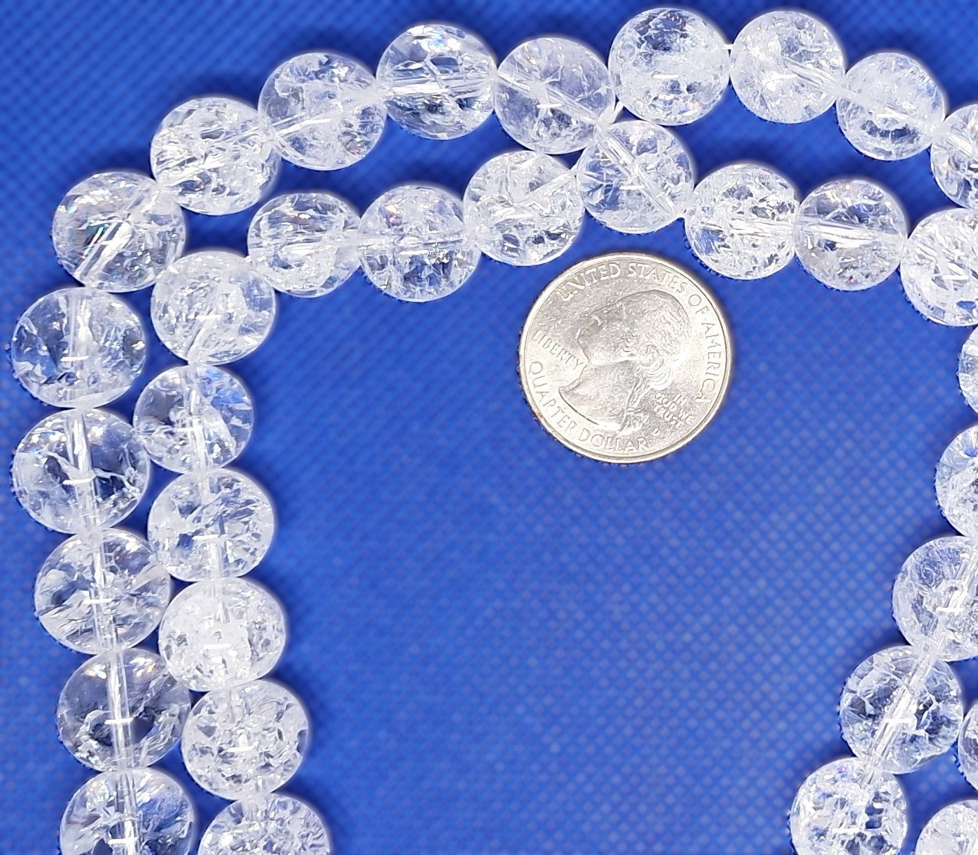 12mm Crackle Crystal Quartz Round Gemstone Beads 16-inch Strand