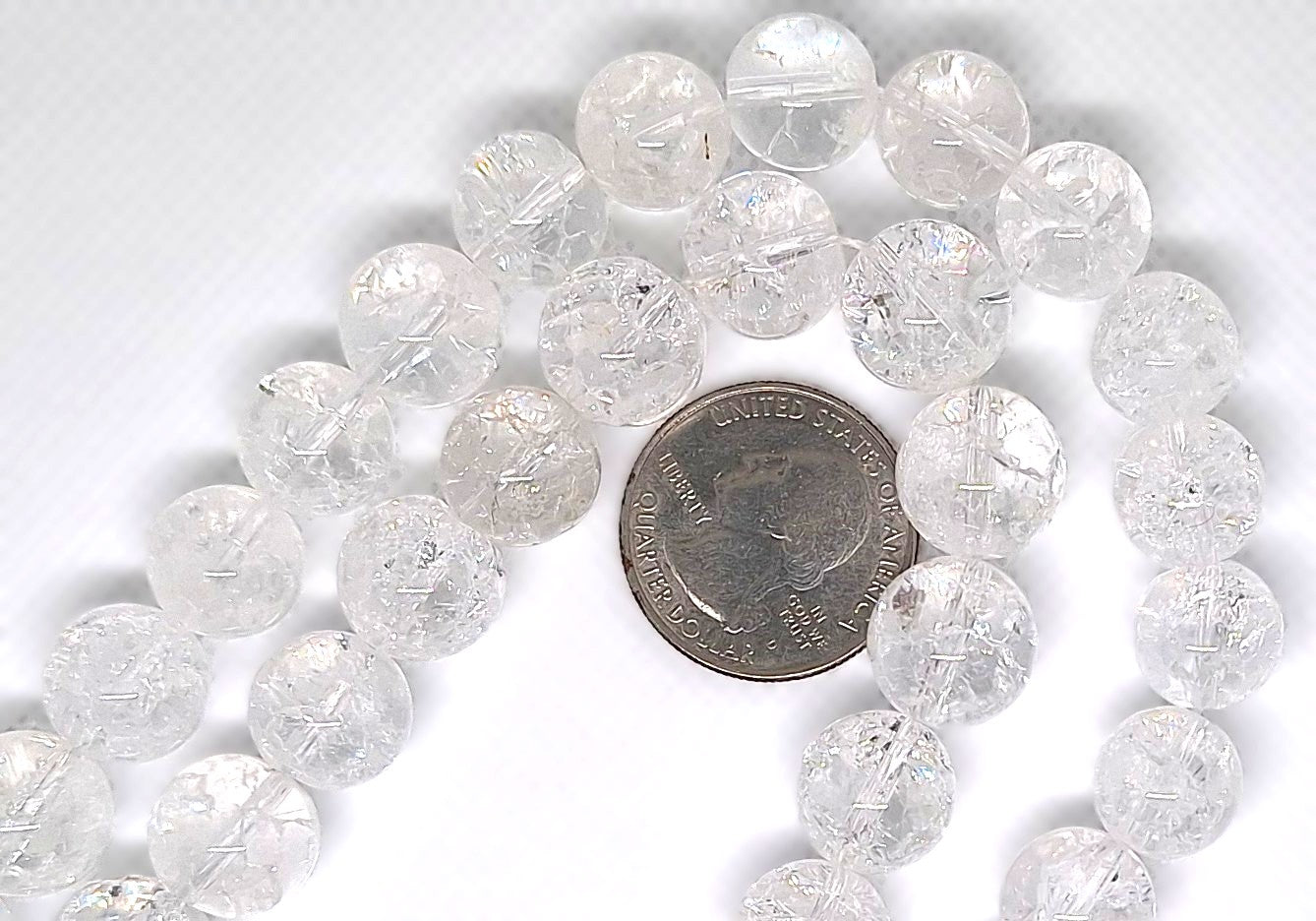 12mm Crackle Crystal Quartz Round Gemstone Beads 16-inch Strand