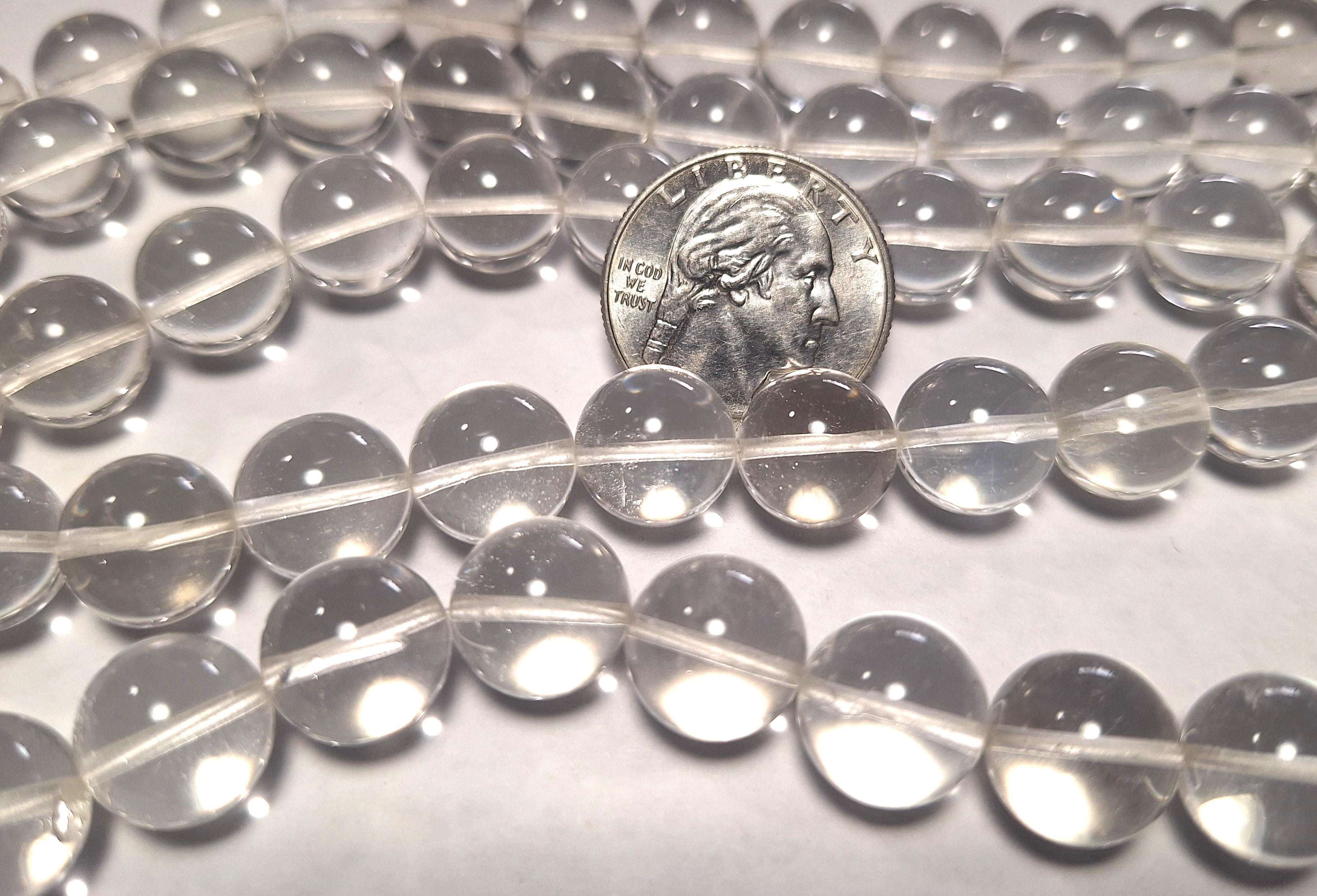 12mm Crystal Quartz Round Gemstone Beads 16-Inch Strand