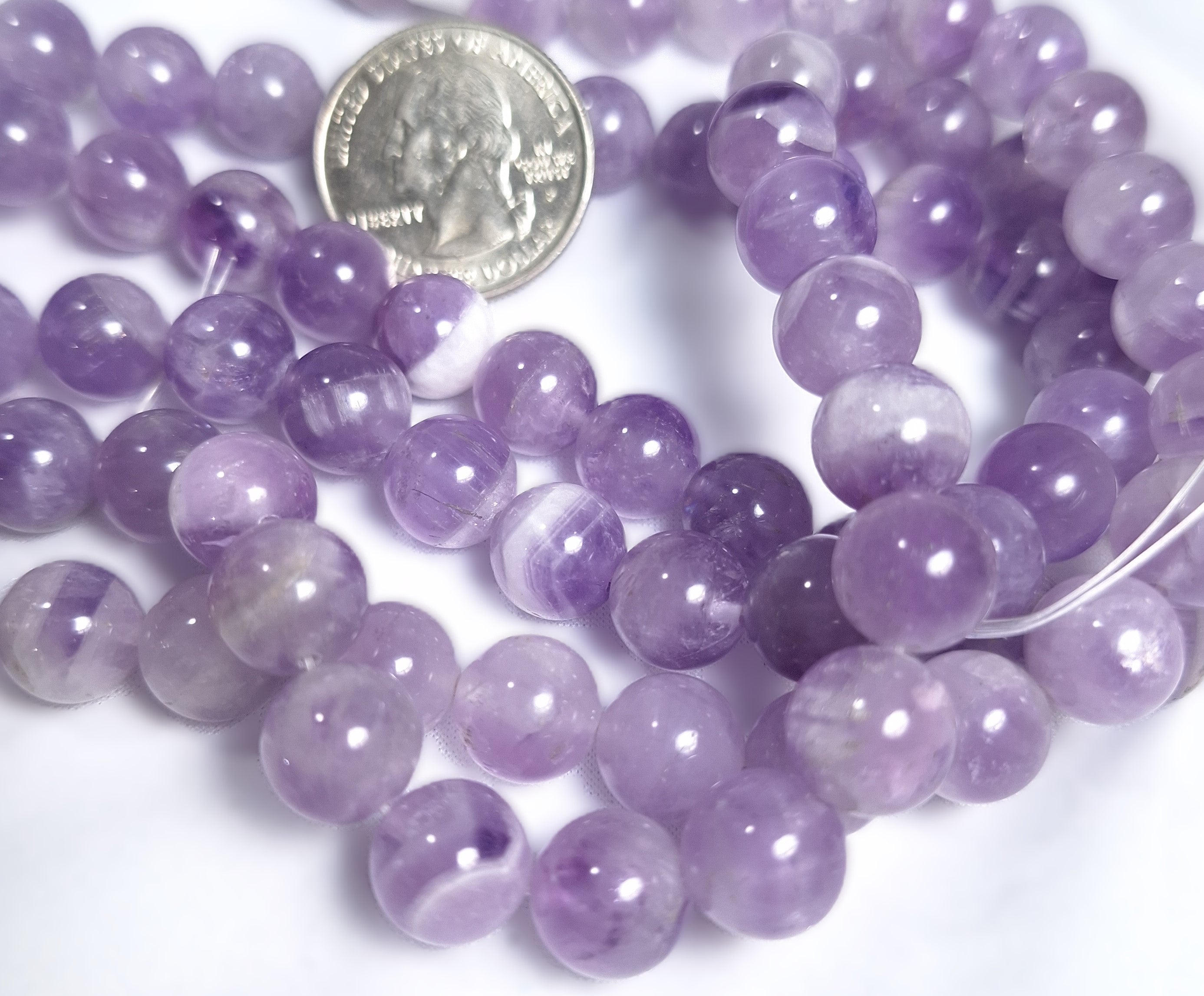 10mm Light Amethyst Round Gemstone Beads 16-Inch Strand