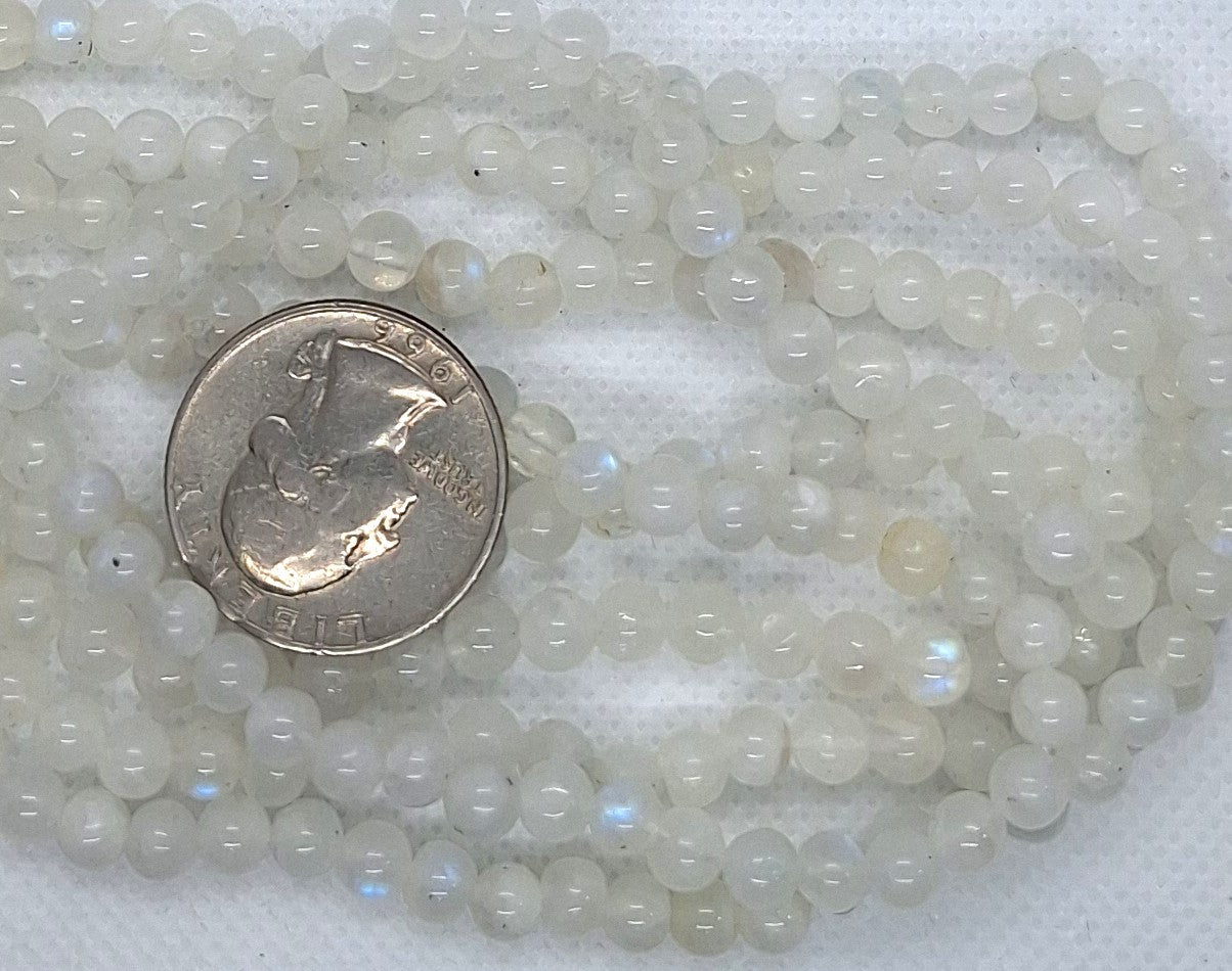 5mm Rainbow Moonstone Round Gemstone Beads 16-Inch Strand