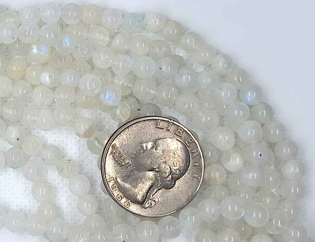 5mm Rainbow Moonstone Round Gemstone Beads 16-Inch Strand