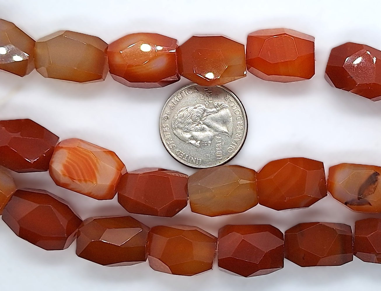 17x14mm Red Agate Faceted Barrel Nugget Gemstone Beads 8-Inch Strand