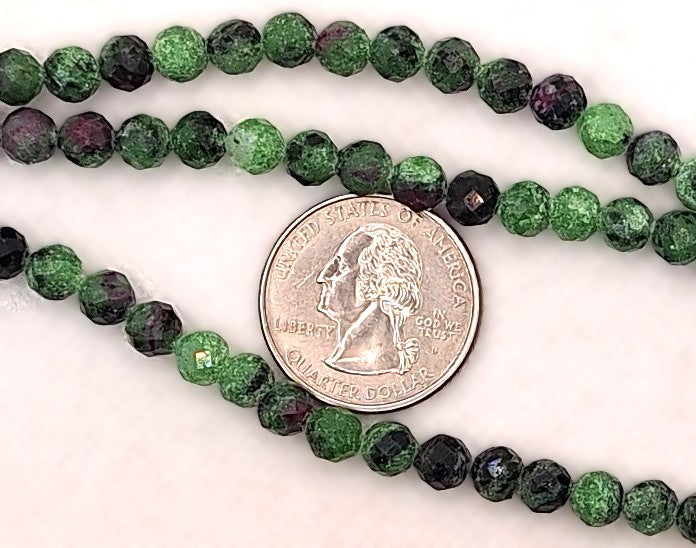 6mm Ruby Zoisite Faceted Round Gemstone Beads 8-Inch Strand