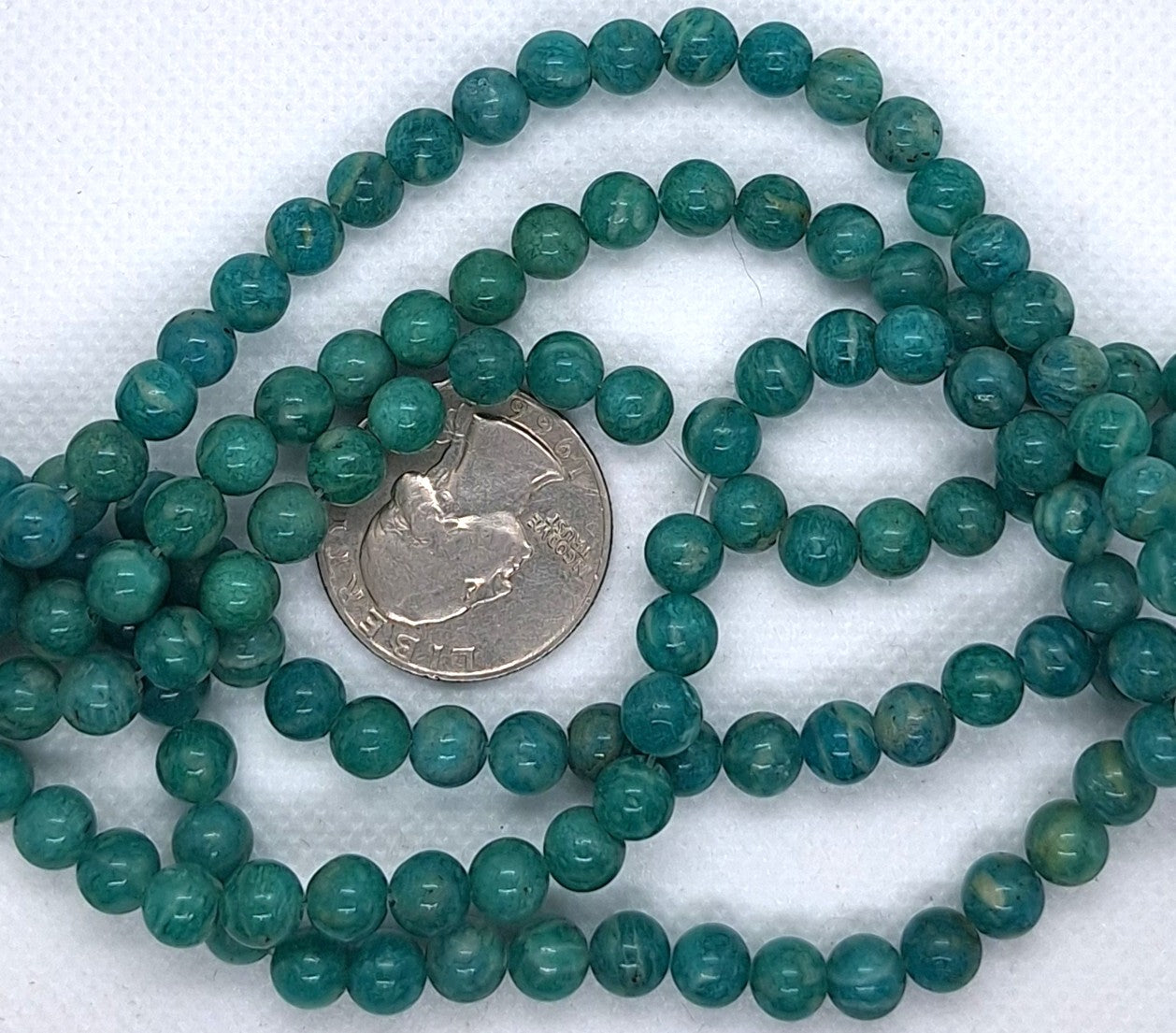 6mm Russian Amazonite Round Gemstone Beads 16-Inch Strand