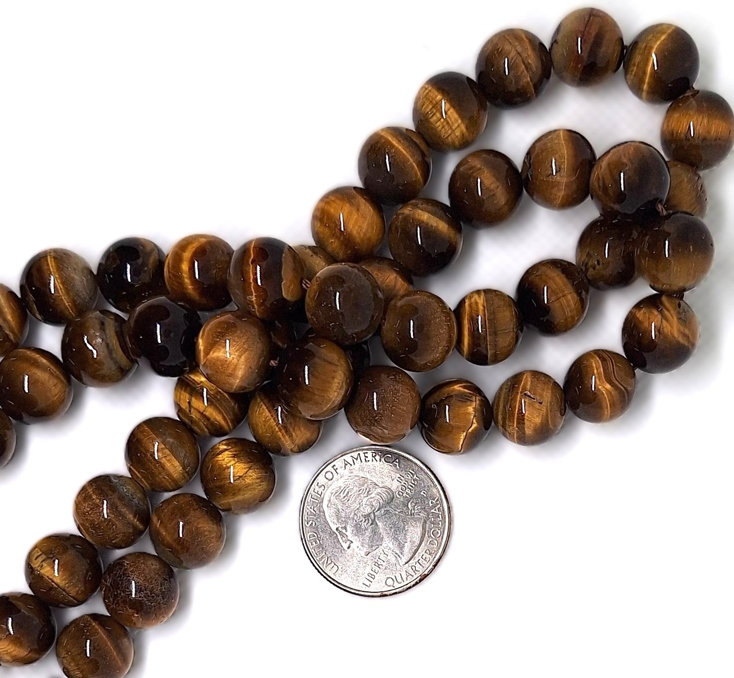 12mm Tiger's Eye Round Gemstone Beads 16-inch Strand