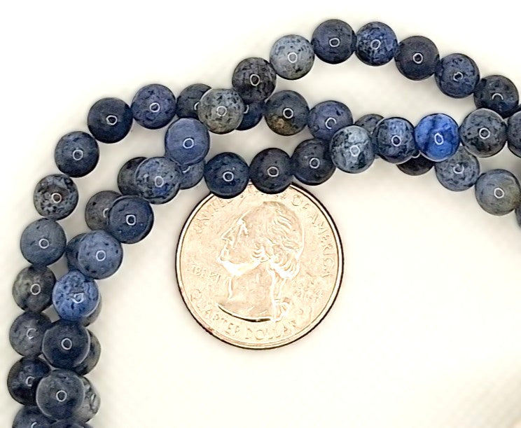 6mm Blue Stone Grade A Round Gemstone Beads 8-inch Strand