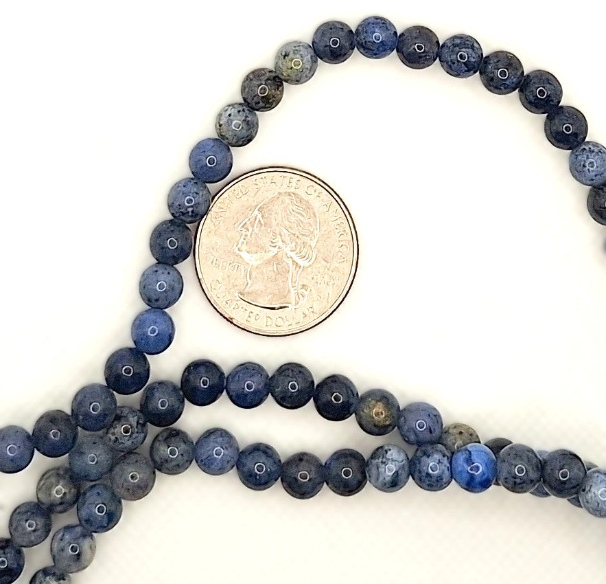 6mm Blue Stone Grade A Round Gemstone Beads 8-inch Strand