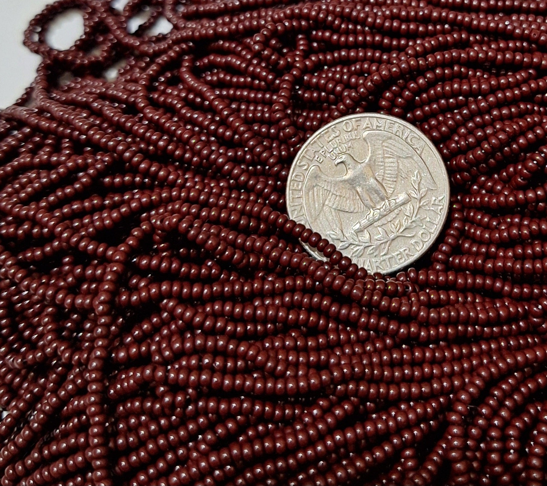 11/0 Dark Brown Opaque Czech Seed Beads Full Hank