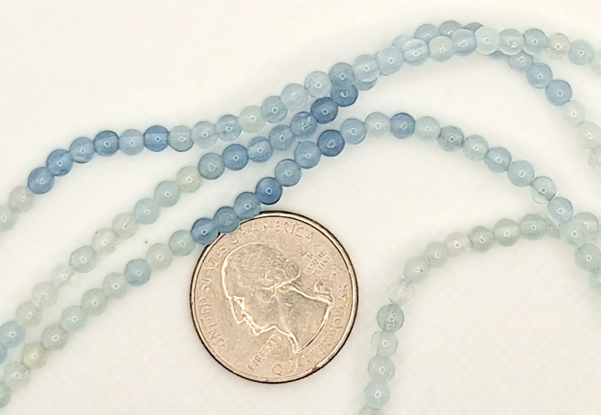 4mm Aquamarine Round Gemstone Beads 8-inch Strand