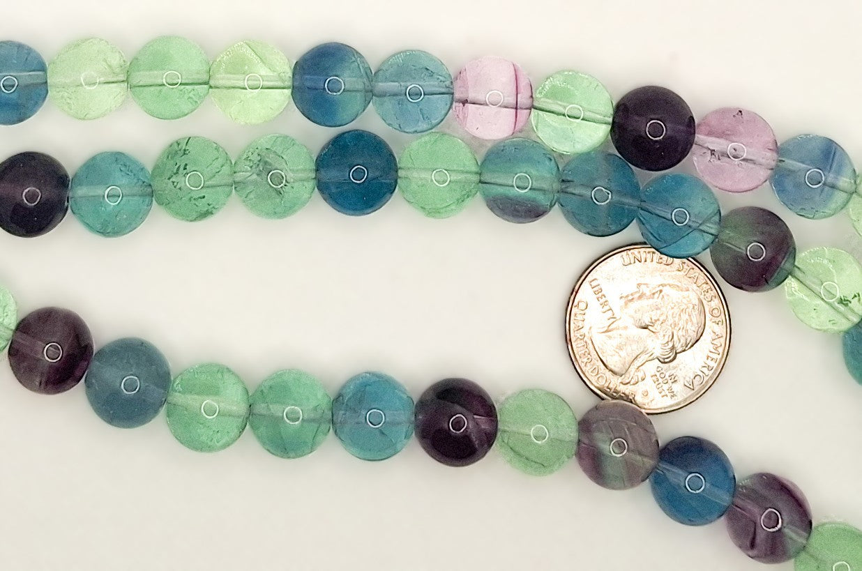 12mm Rainbow Fluorite Round Gemstone Beads 8-inch Strand