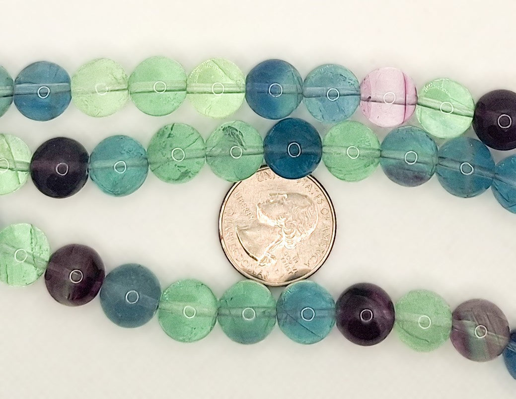 12mm Rainbow Fluorite Round Gemstone Beads 8-inch Strand
