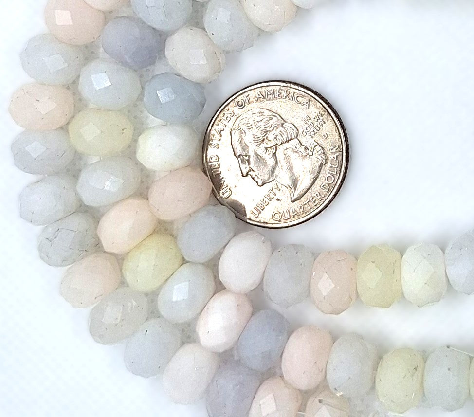 10x7 Morganite Mica Heated Faceted Rondelle Gemstone Beads 8-Inch Strand