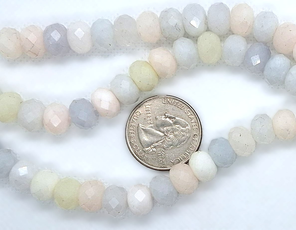 10x7 Morganite Mica Heated Faceted Rondelle Gemstone Beads 8-Inch Strand