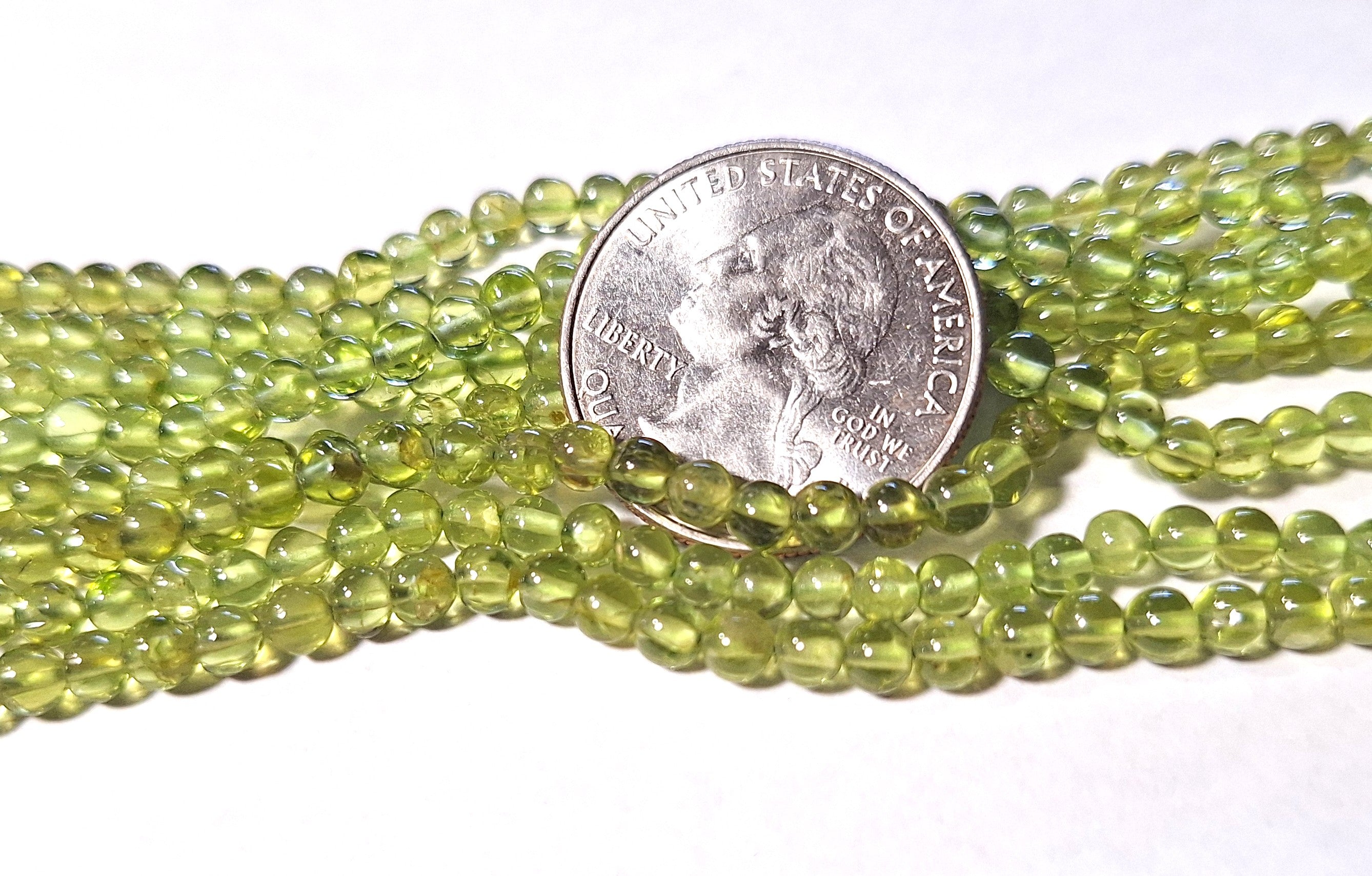 4mm Natural Peridot Round Gemstone Beads 16-Inch Strand