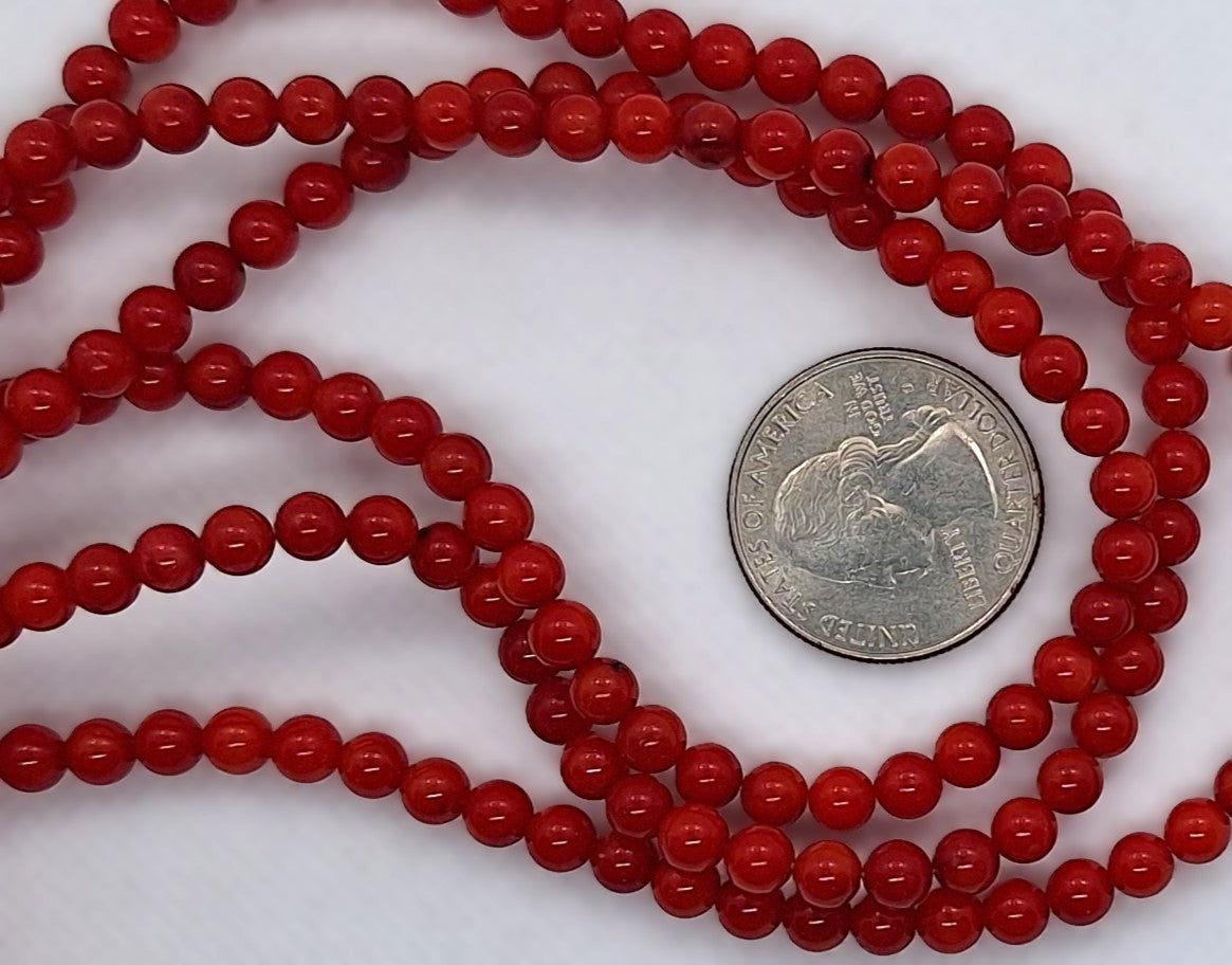 6mm Red Dyed Bamboo Coral Round Beads 16-Inch Strand