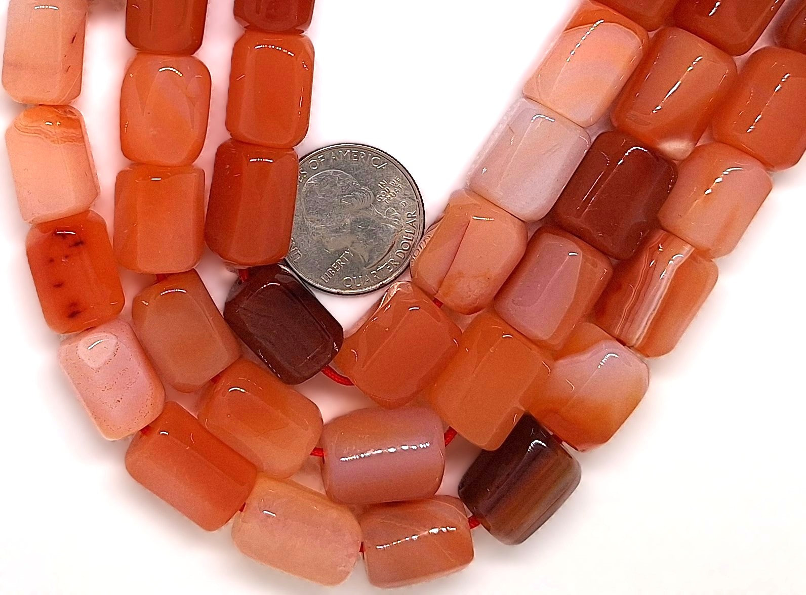 17x14mm Red Sardonyx Large Tube Gemstone Beads 16-inch Strand
