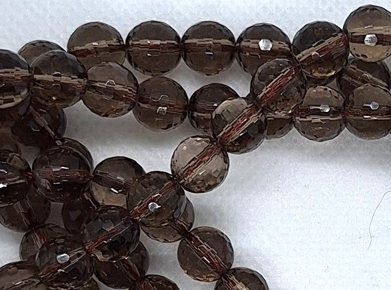 8mm Smoky Quartz Faceted Round Gemstone Beads 16-Inch Strand