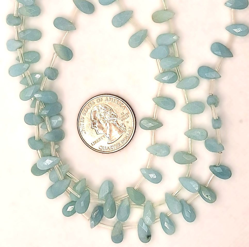 10x5mm Amazonite Faceted Briolette Teardrop Gemstone Beads 16-inch Strand