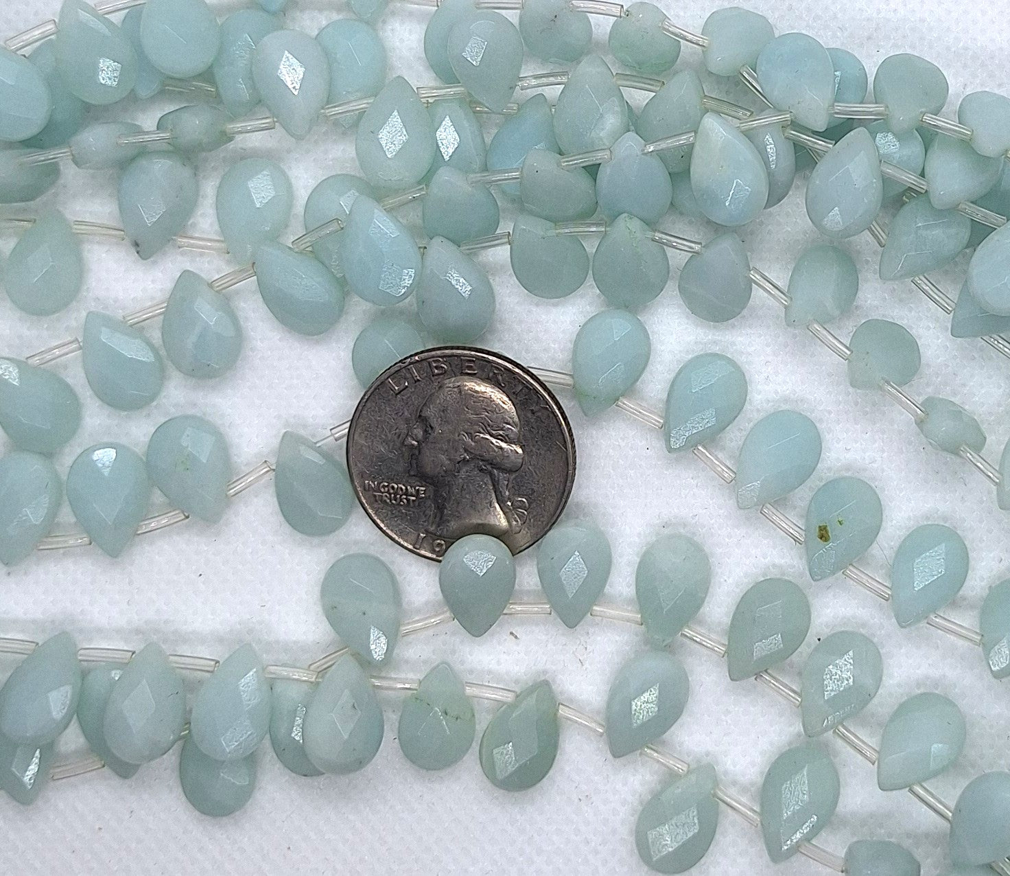 12x8mm Amazonite Faceted Briolette Teardrop Gemstone Beads 16-Inch Strand