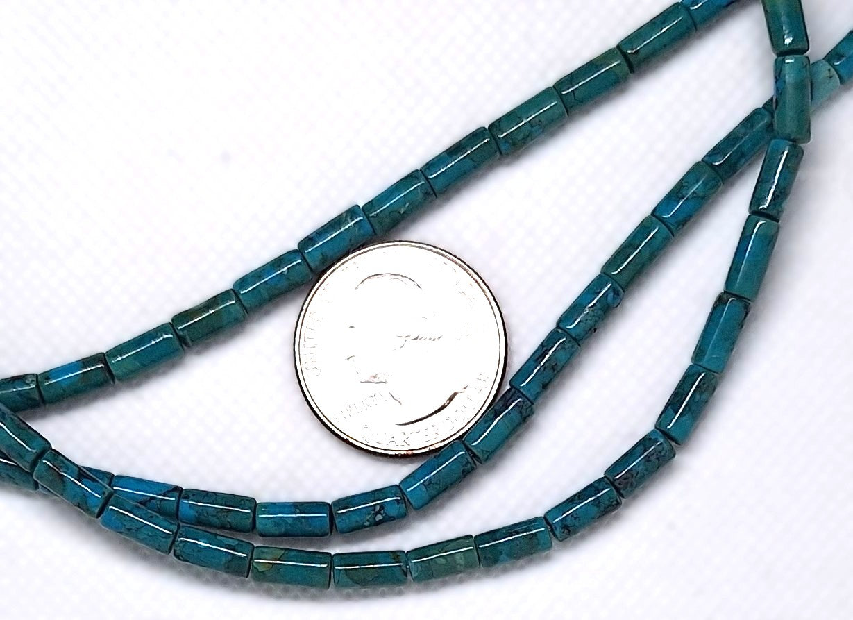 10x4mm Chinese Turquoise Round Cylinder Gemstone Beads 16-inch Strand
