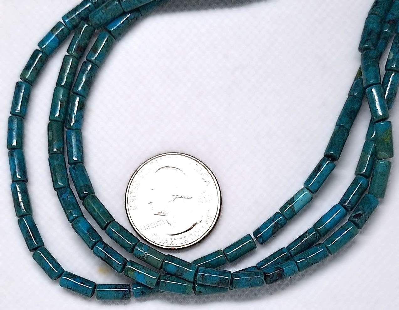 10x4mm Chinese Turquoise Round Cylinder Gemstone Beads 16-inch Strand