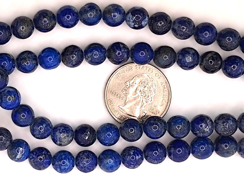 8mm Blue Lapis Round Gemstone Beads 8-Inch Strand