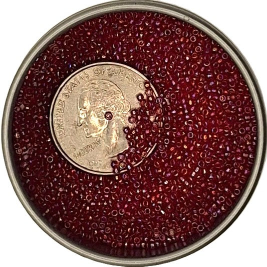 15/0 Ruby Red Transparent Rainbow Toho Round Seed Beads 10g