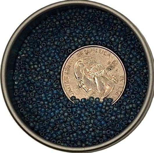 15/0 Teal Transparent Rainbow Matte Toho Round Seed Beads 10g
