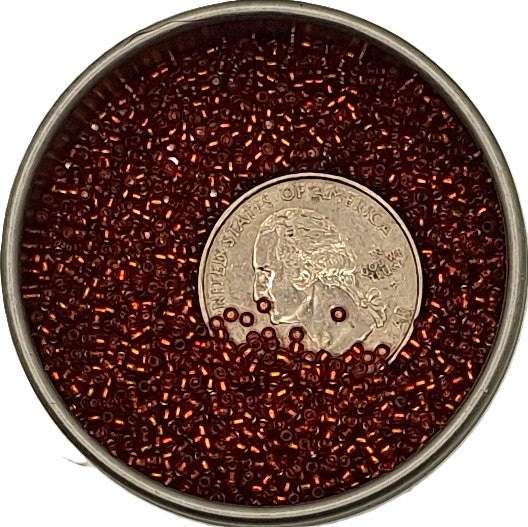 15/0 Burnt Orange Transparent Silver-Lined Toho Round Seed Beads 10g