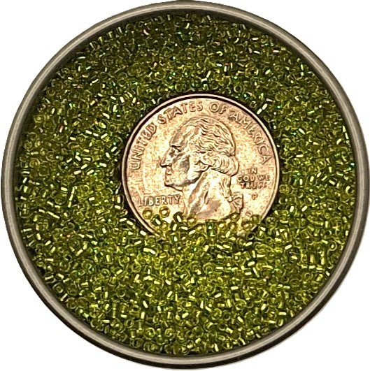 15/0 Lime Green Transparent Silver-Lined Toho Round Seed Beads 10g