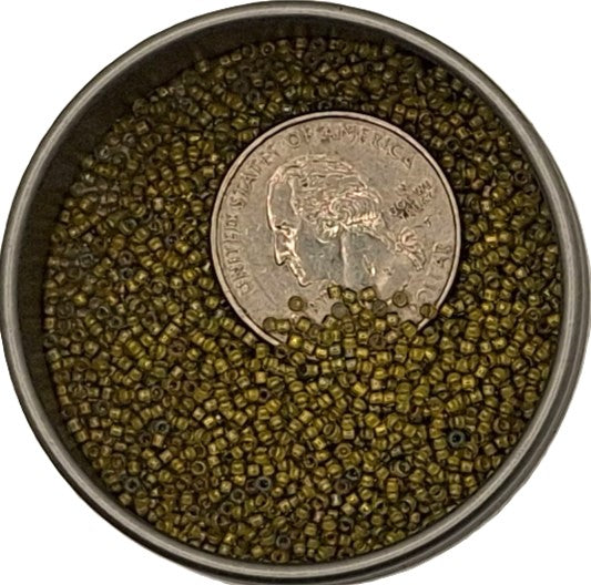15/0 Yellow-Lined Black Diamond Luster Toho Round Seed Beads 10g
