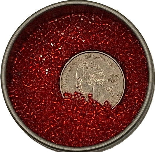 15/0 Siam Ruby Transparent Silver-Lined Toho Round Seed Beads 10g