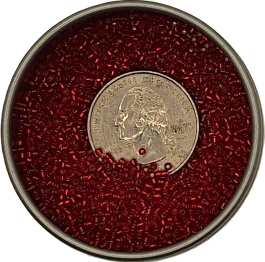 15/0 Ruby Transparent Silver-Lined Toho Round Seed Beads 10g