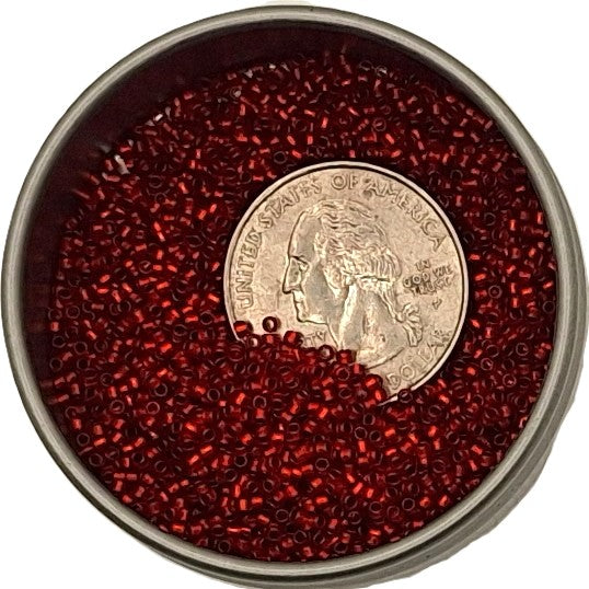 15/0 Ruby Transparent Silver-Lined Matte Toho Round Seed Beads 10g