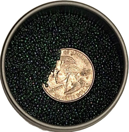 15/0 Emerald Green Gold Luster Toho Round Seed Beads 10g