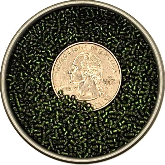 15/0 Olive Transparent Silver-Lined Matte Toho Round Seed Beads 10g