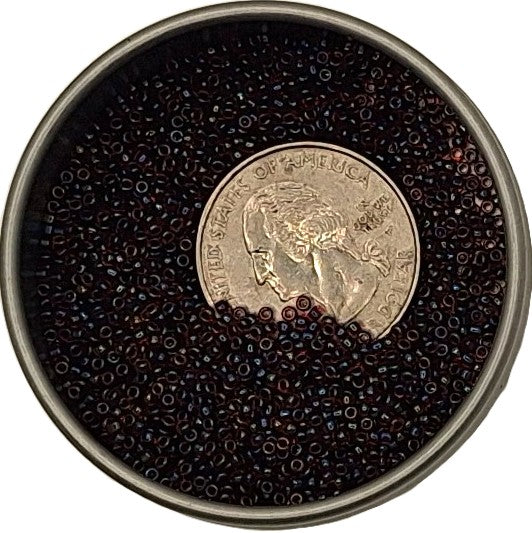 15/0 Jet-Lined Ruby Red Rainbow Toho Round Seed Beads 10g