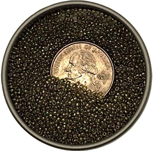 15/0 Green Tea Gold Luster Round Seed Beads 10g