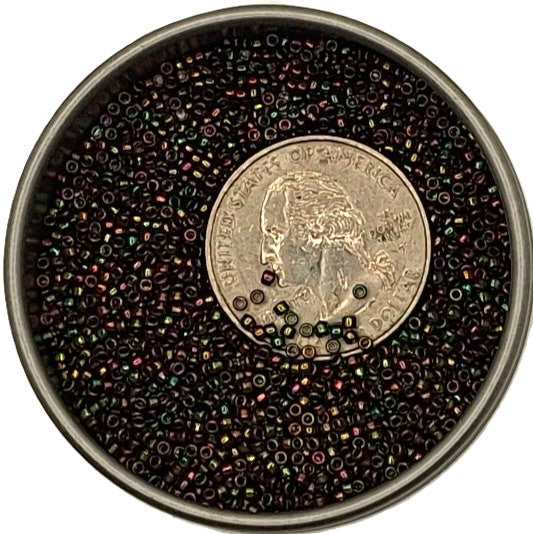 15/0 Higher-Metallic Purple Green Rainbow Toho Round Seed Beads 10g