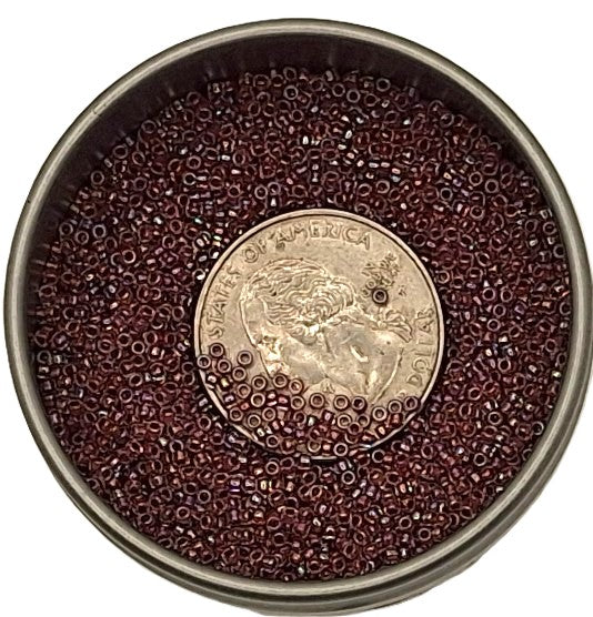 15/0 Strawberry-Lined Crystal Clear Rainbow Toho Round Seed Beads 10g