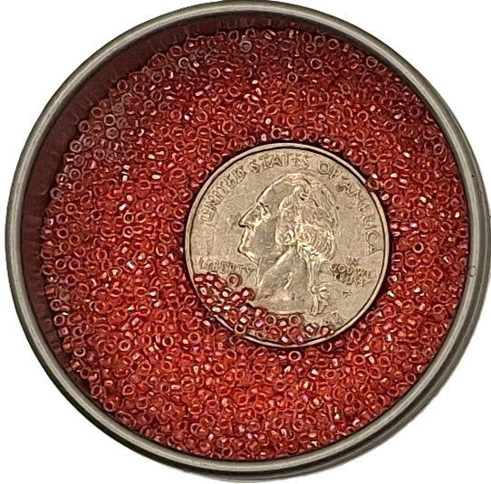 15/0 Salmon-Lined Crystal Clear Rainbow Toho Round Seed Beads 10g
