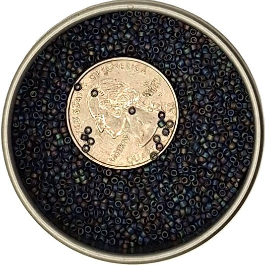 15/0 Black Iris Opaque Rainbow Matte Toho Round Seed Beads 10g