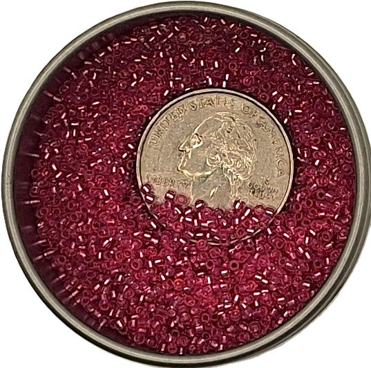 15/0 Milky Electric Pink Transparent Silver-Lined Round Seed Beads 10g