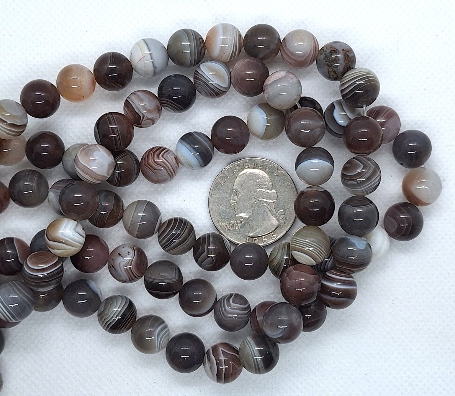 10mm Botswana Agate Round Gemstone Beads 16-Inch Strand
