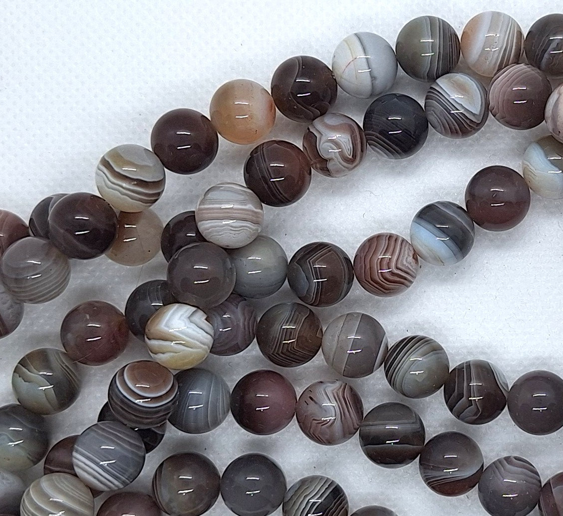 10mm Botswana Agate Round Gemstone Beads 16-Inch Strand