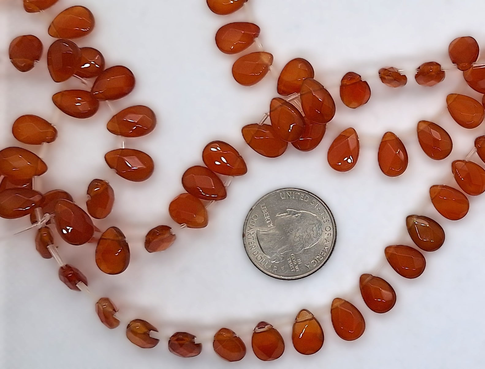 12x8mm Carnelian Faceted Flat Teardrop Briolette Gemstone Beads 16-Inch Strand