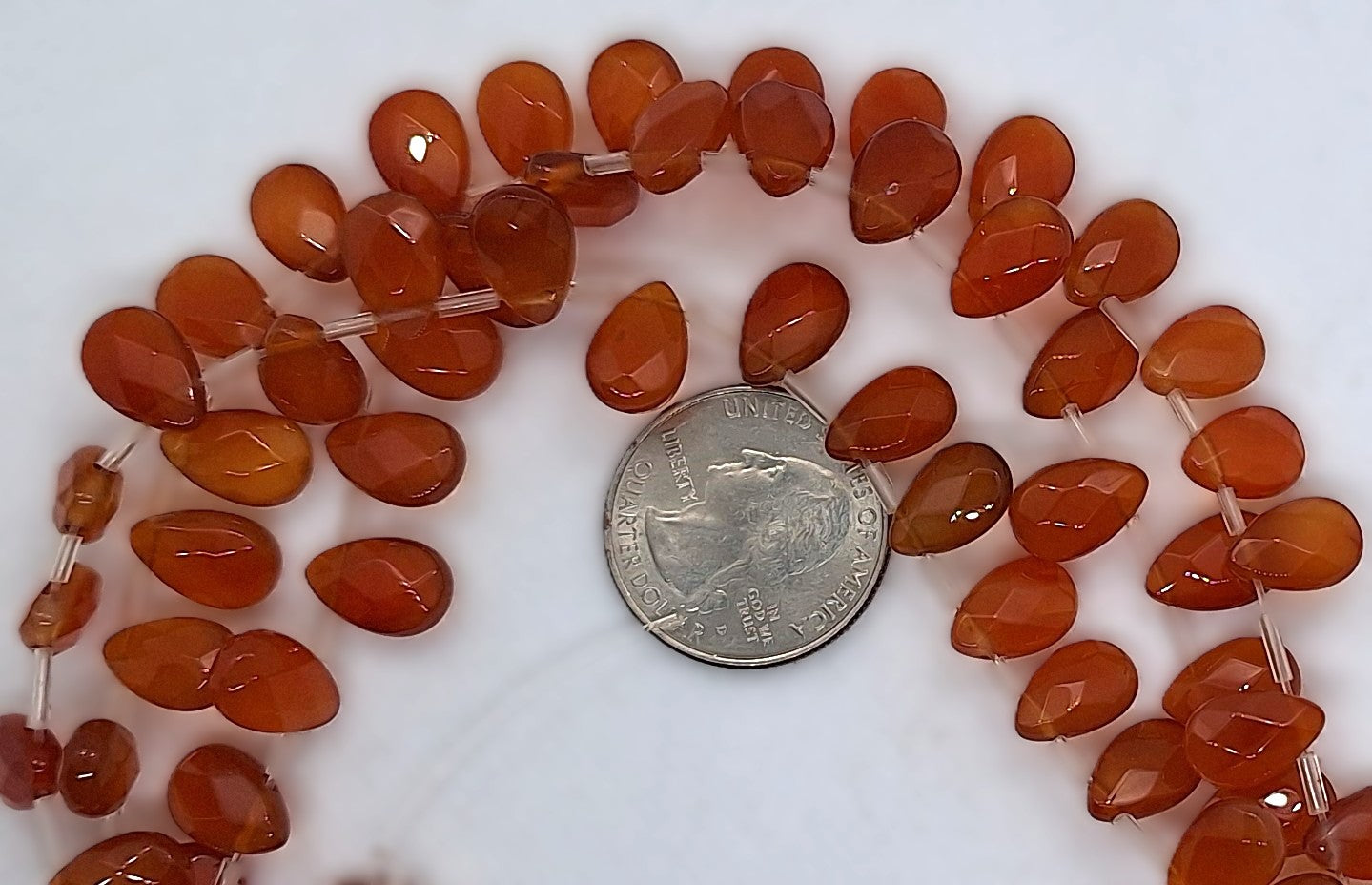 12x8mm Carnelian Faceted Flat Teardrop Briolette Gemstone Beads 16-Inch Strand
